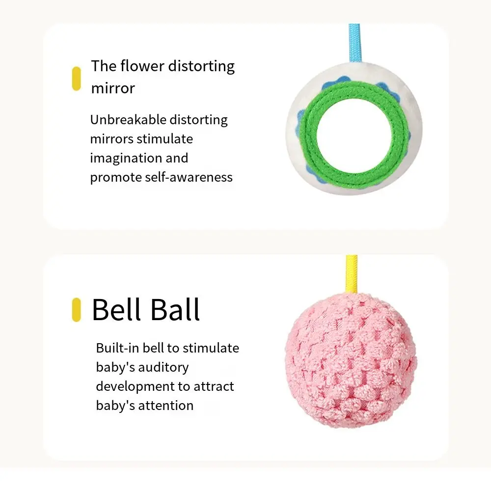 Crab-shaped Baby Pull String with Clamp Ringing Beads Stroller Hanging Ornaments Distorting Mirror Teether Learning Activity