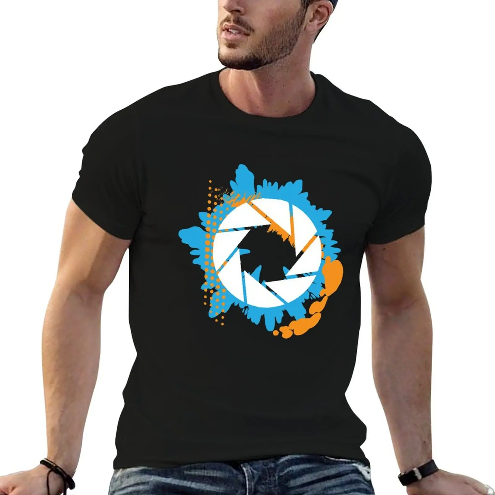 Portal - Abstract Aperture Funny Essential T-Shirt Lightweight Basic Short Sleeve Shirt