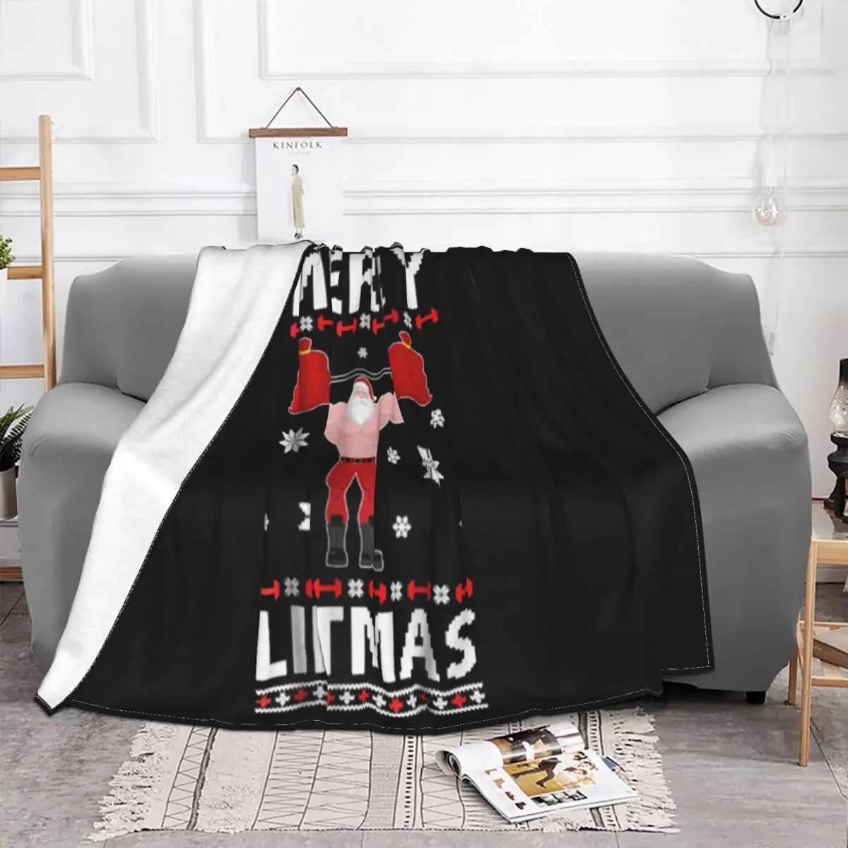 Nice Christmas Merry Liftmas Santa Fitness Gym Ugly Surprise Aesthetic Original 2021 Latest Throw Blanket