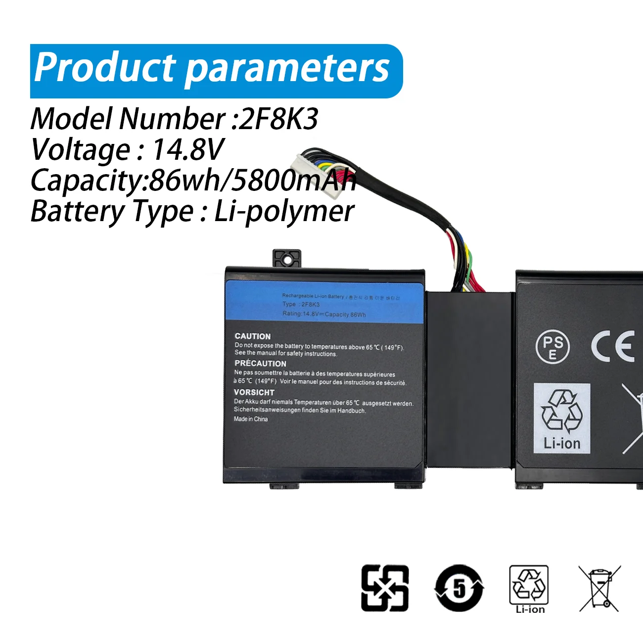 2F8K3 86wh 5800mAh Laptop Battery for DELL Alienware 17 18 M17X R5 M18X R1 0KJ2PX KJ2PX G33TT