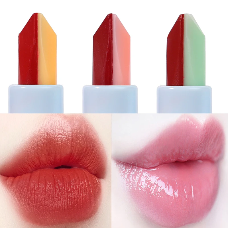 Lápiz labial 2 en 1 que cambia de Color, bálsamo labial hidratante de larga duración, nutritivo, resistente al agua, brillo de labios, cosméticos