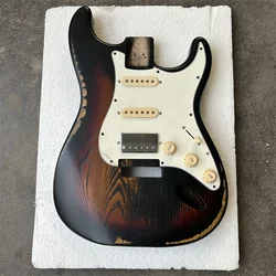 Stock ASH Ruins DIY Electric Guitar Body, Sunset Color Set Black, Width 57MM. mplimentary routes