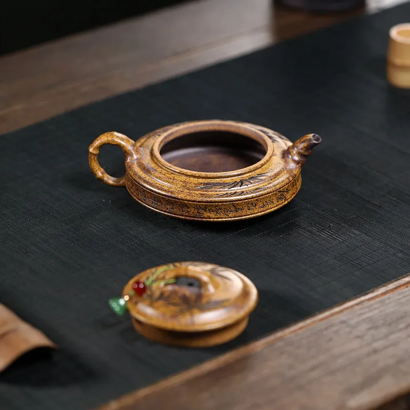 Yixing Purple Clay Teapot Handmade Bamboo Leaf Tea Pot Beauty Tea Infuser Kettle Household Teaware Chinese Zisha Tea Set 150ml view 5