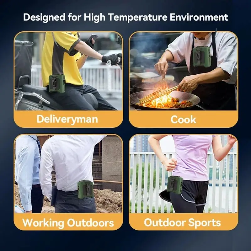 Taillenclip-Ventilator, tragbarer Mini-Halsventilator zum Aufhängen, wiederaufladbarer USB-Ventilator, kleiner Outdoor-Camping-Taillenventilator mit Powerbank, LED-Licht