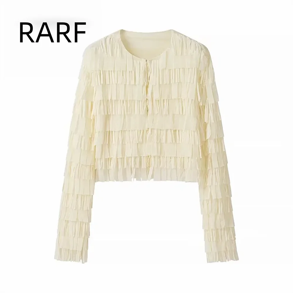 

2024 autumn temperament fashionable simple French niche tassel decoration design sense versatile long sleeved top