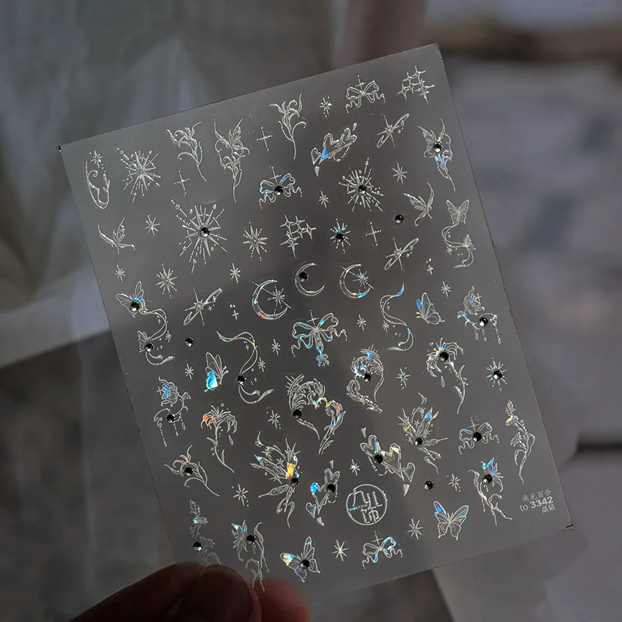 1 stks 5D oogverblindende kristal diamant vlinder lelie nagelstickers fantasie ster maan zelfklevende nagelsticker prachtige manicure accessoire
