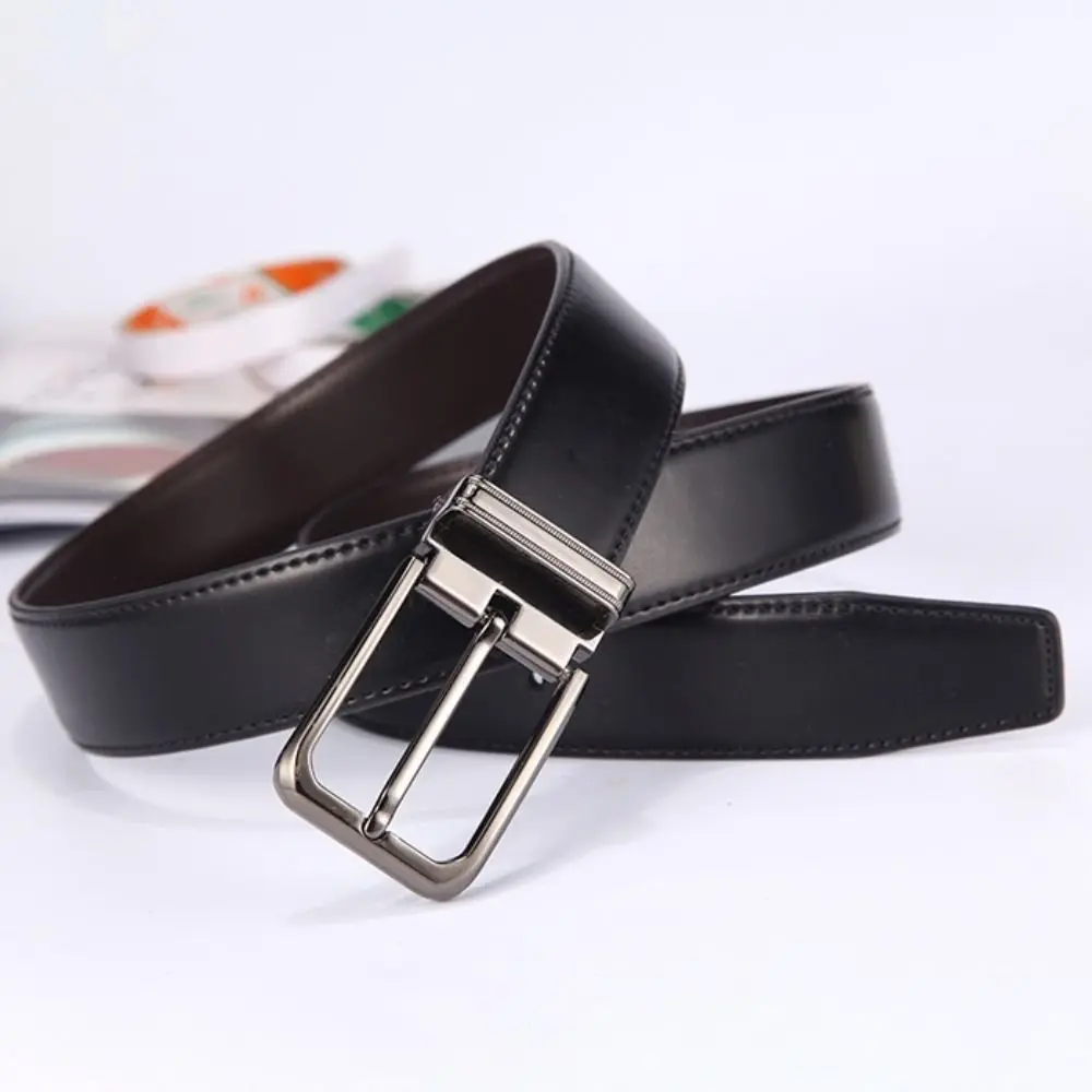 

Versatile Double Sided Men Leather Belt Brown Black Retro Pin Buckle Belt Fashion Luxury Male Belt Mens Accessories