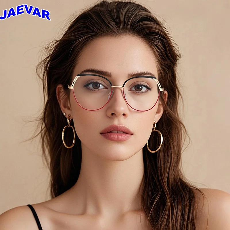 

JAEVAR New Metal Eyeglass Frames Vintage Cat-Eye Women's Glasses Frame Blue-Light Blocking Optical Prescription Frame 24012