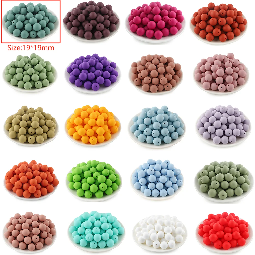 

70pcs Silicone Round Beads 19mm Food Grade Beads DIY Necklace Bracelets Jewelry Accessories