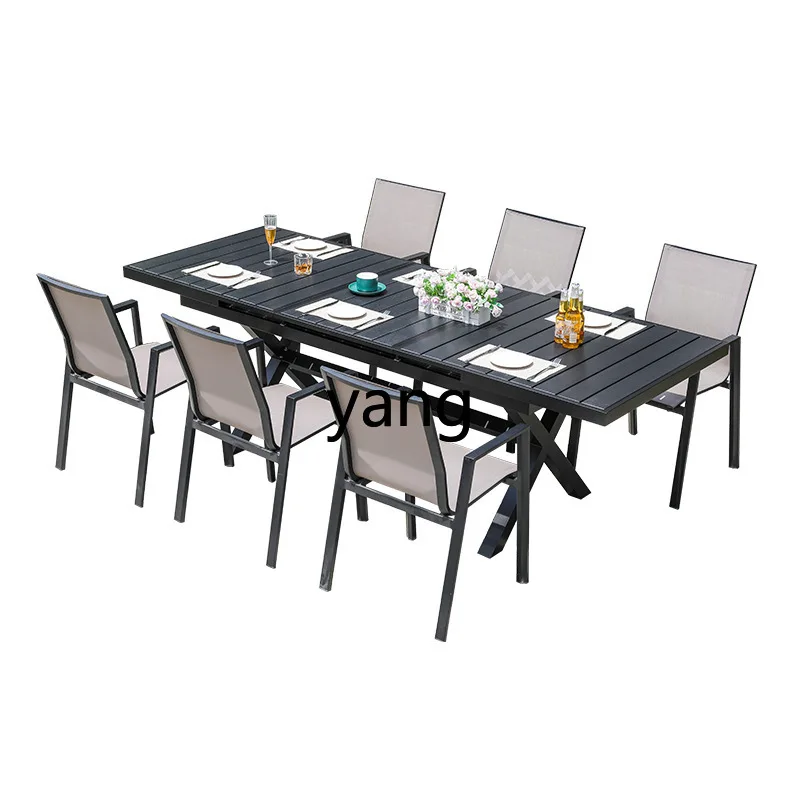 LH outdoor tables and chairs telescopic courtyard villa garden terrace casual tea table aluminum alloy