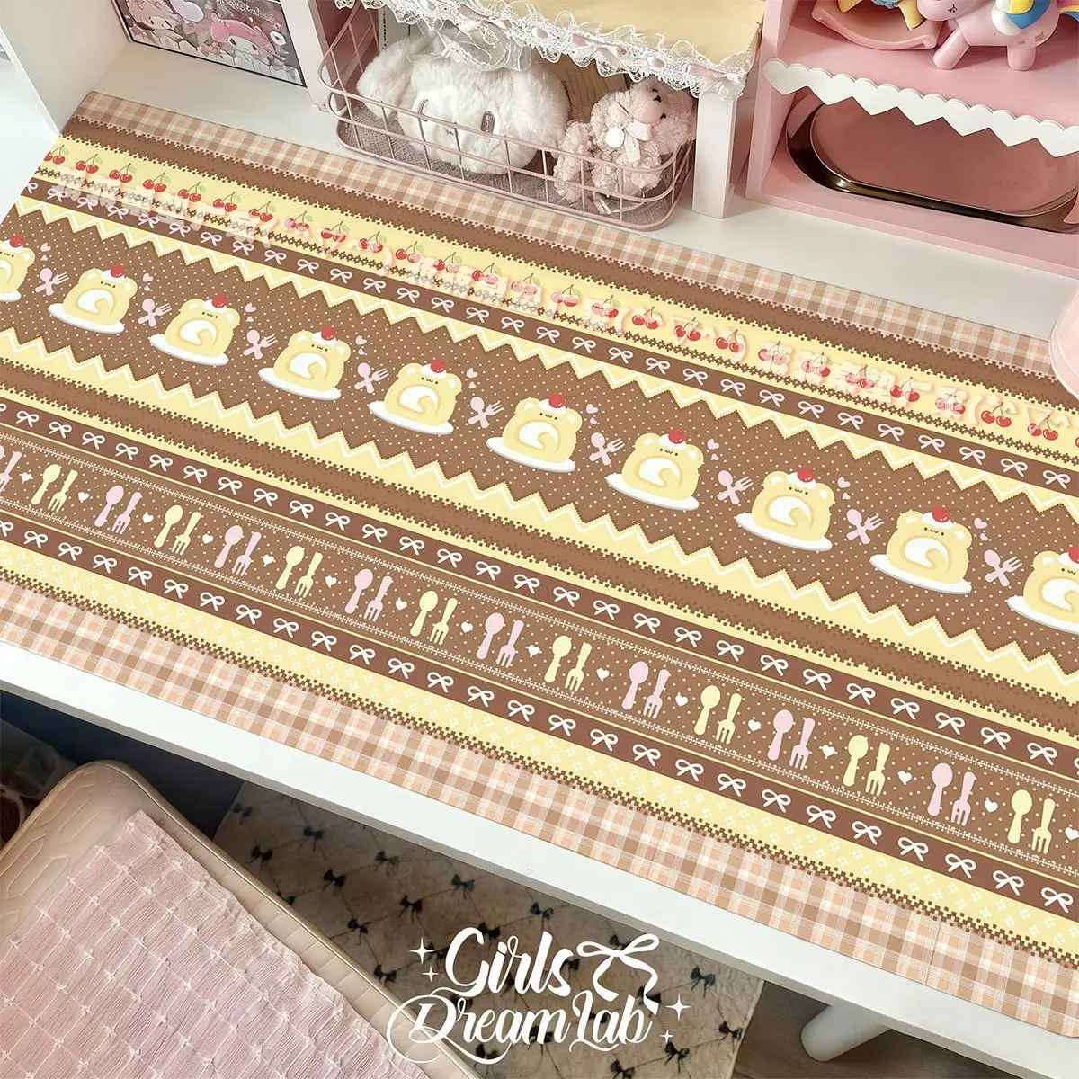 Hot Selling Pink Cute Strawberry Keluli Leather Table Mat Waterproof New Leather Gaming Keyboard Mat For Girls Hearts Office Mat