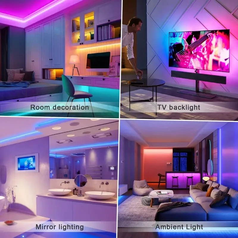 3.28ft-100ft Smart LED Strip Lights With 44keys Remote Control,Connectable App Control Light Color And Brightness