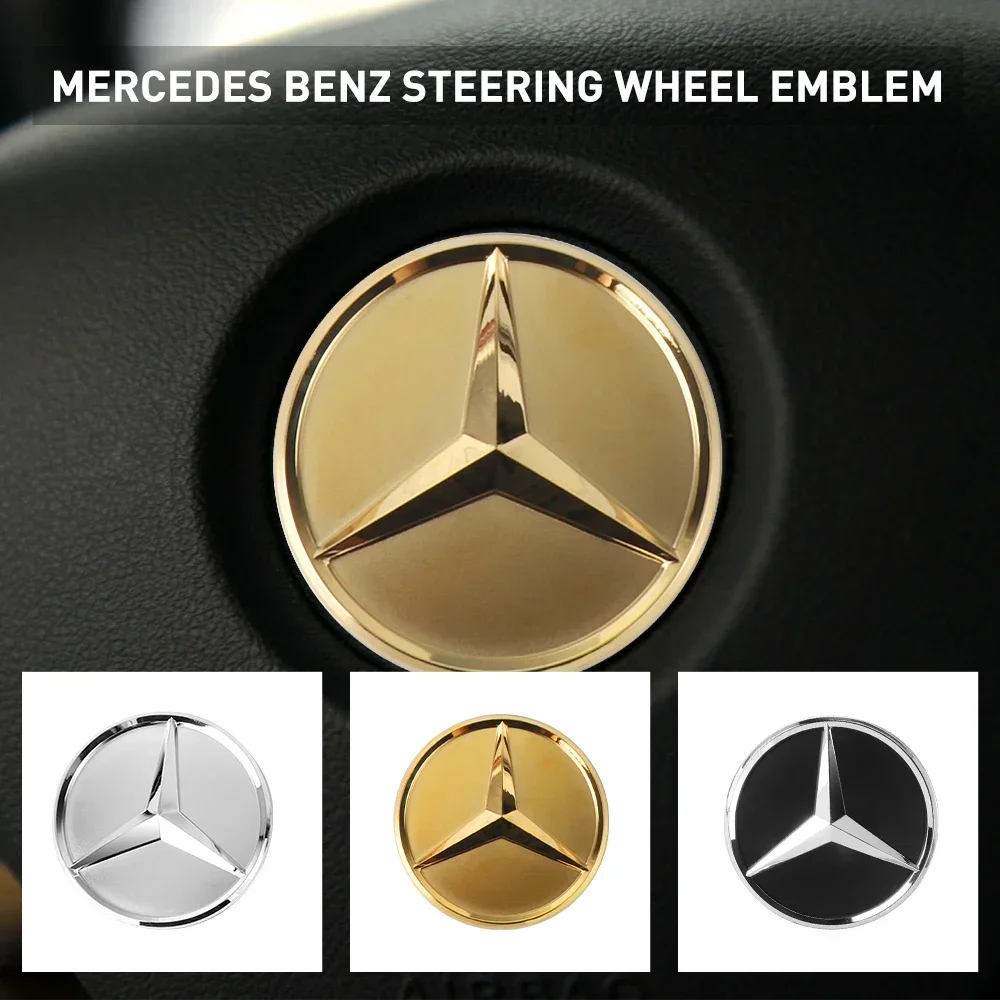 

For Mercedes Benz W211 W203 W204 W210 W124 AMG W202 CLA W212 W205 3D Aluminum Car Styling Steering Wheel Badge Sticker Accessory