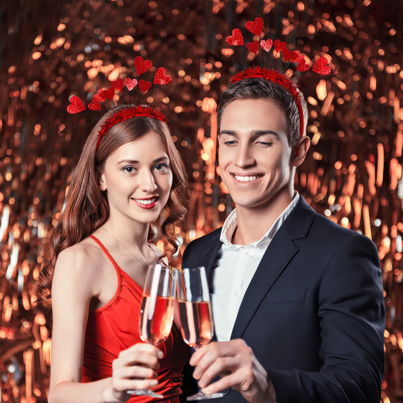 

2 шт. повязки на голову в форме сердца, милые украшения для волос для вечеринок, аксессуары для костюмов на День святого Валентина, для маскарада, очаровательные головные уборы