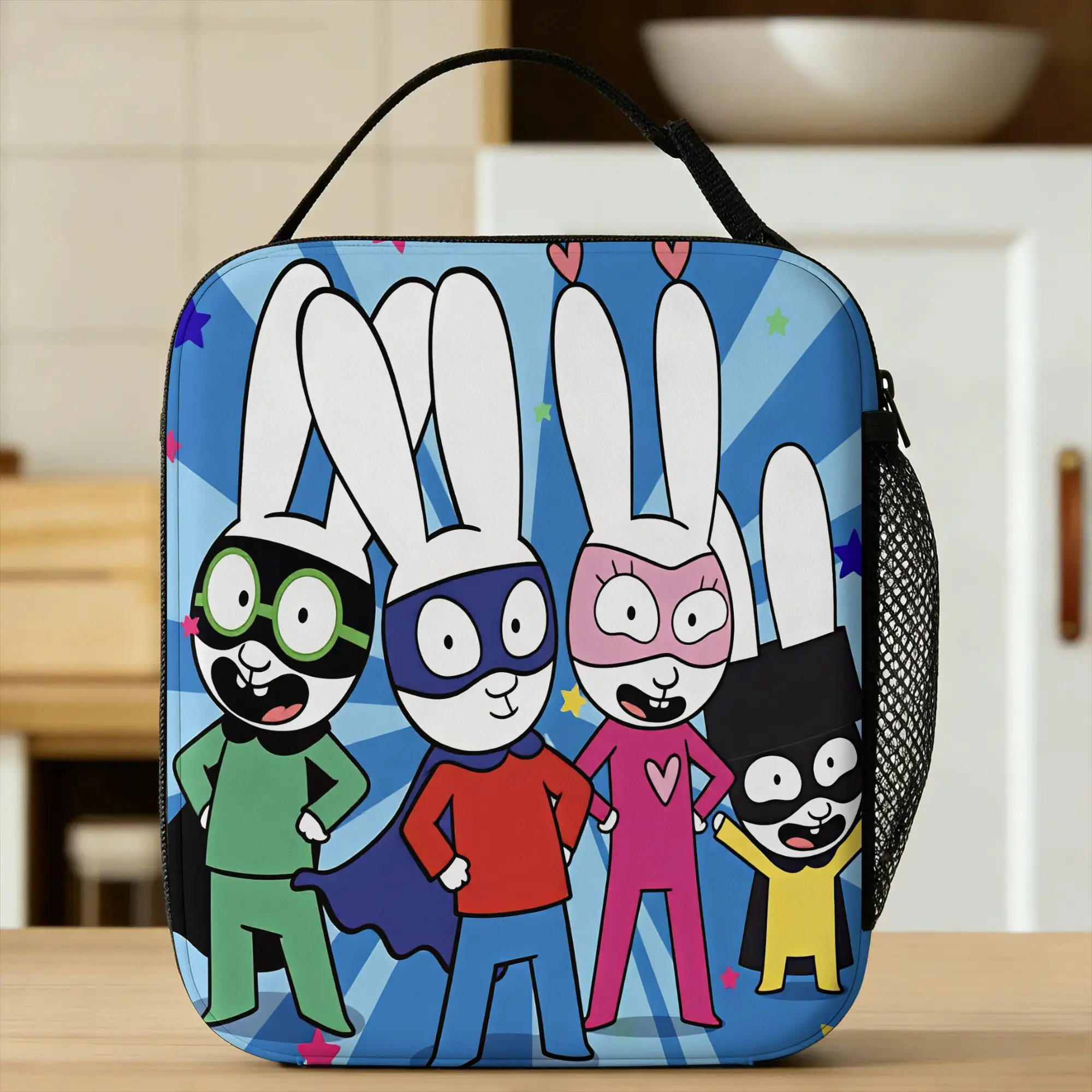 Simon Super Rabbit Lunch Bag  Fun Lunch Box Office Portable Thermal Lunch Bags For Girls Oxford Print Cooler Bag