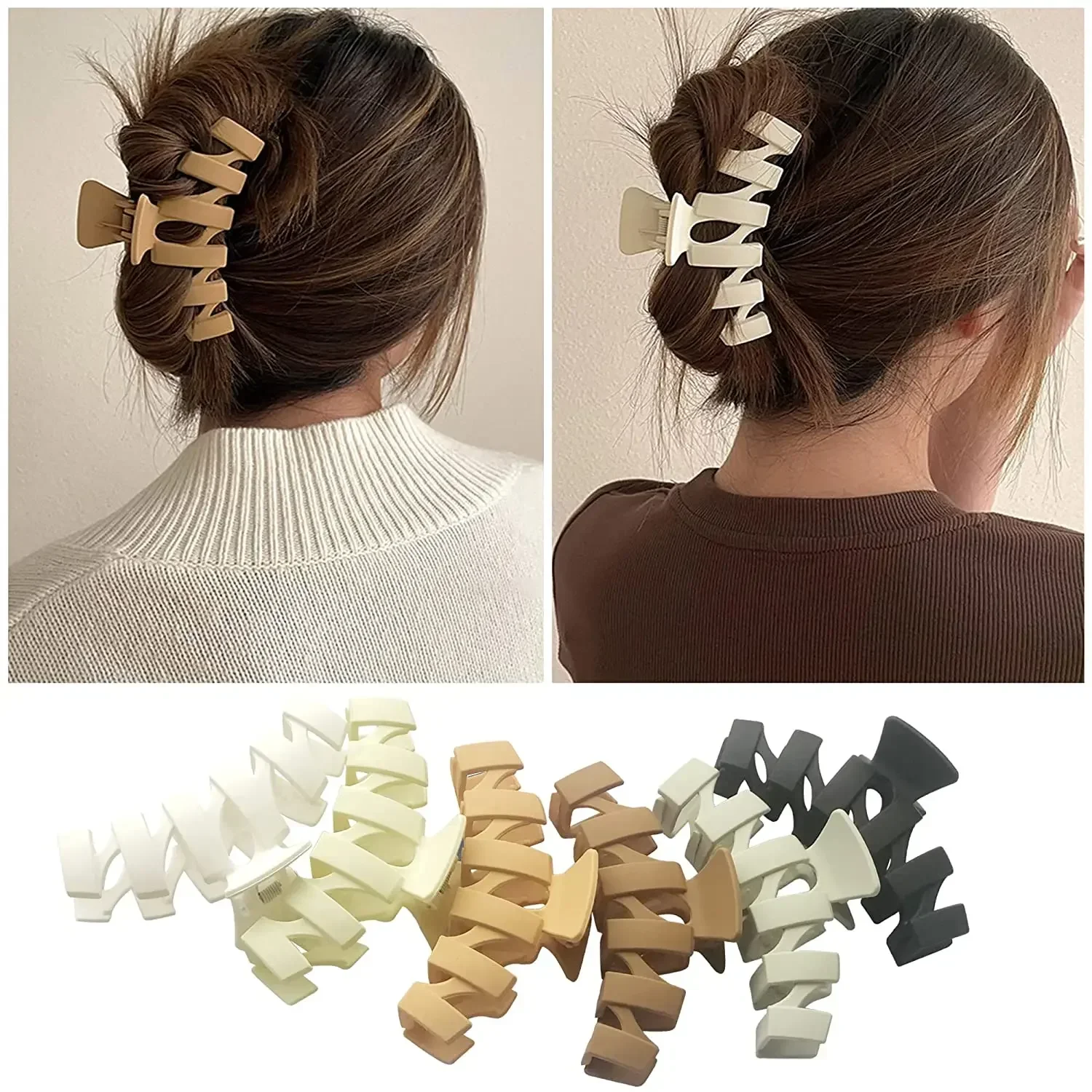 Fashion Lady Matte Hair Claws for Women Non Slip Lightweight Large Wave Shape Hair Crab Claw Clip Kobiety Dziewczyny Akcesoria do włosów