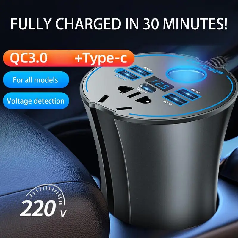 

Car Charger Port Fast Charging USB Car Charger Adapter 12v/24v To 220v Safe Multi-function Accessories For Tablets Laptops Road
