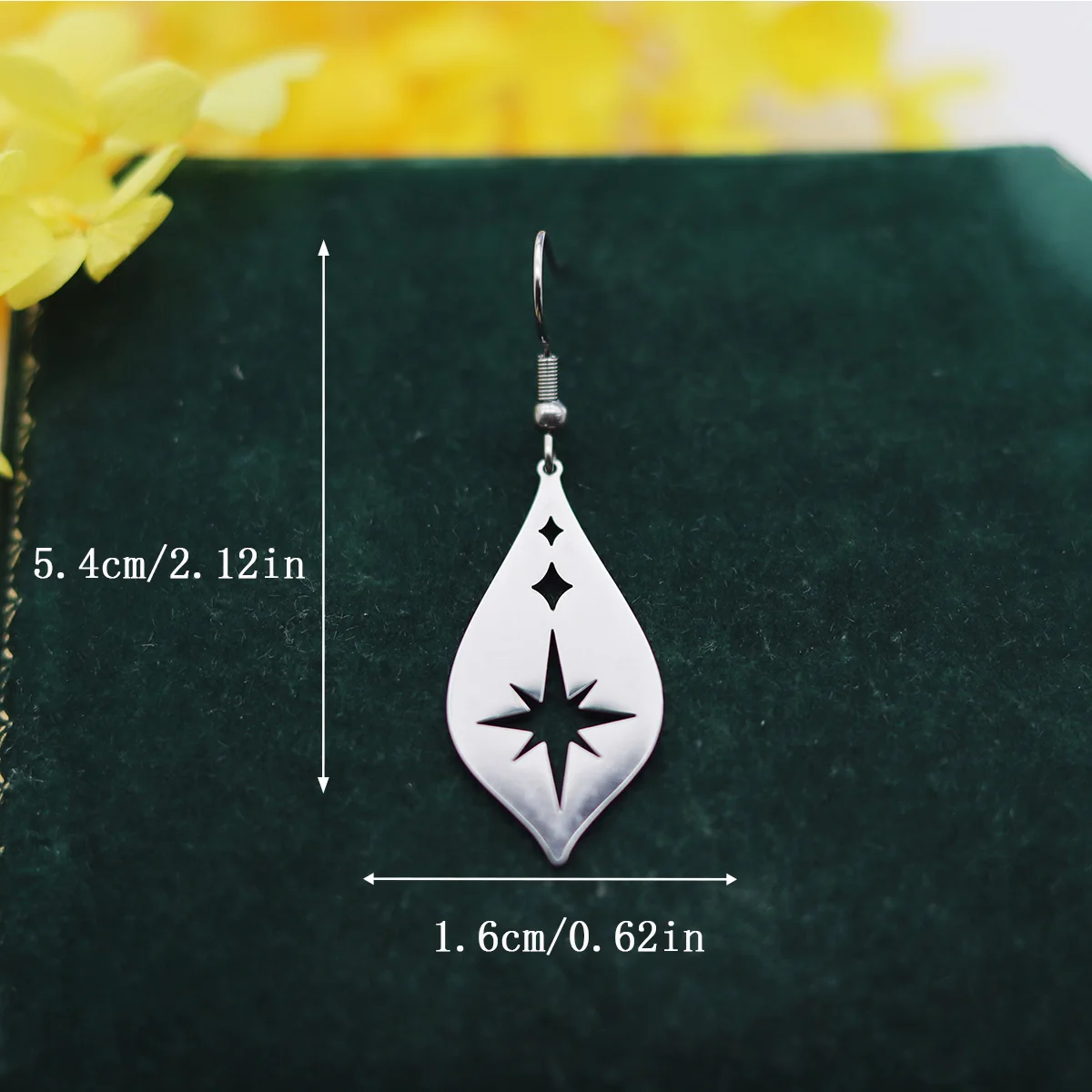 Vintage Tassels Teardrop Ear Hook Stainless Steel Waterdrop Polar Star Earrings for Women Amulets Jewelry Ear Cartilage Puncture