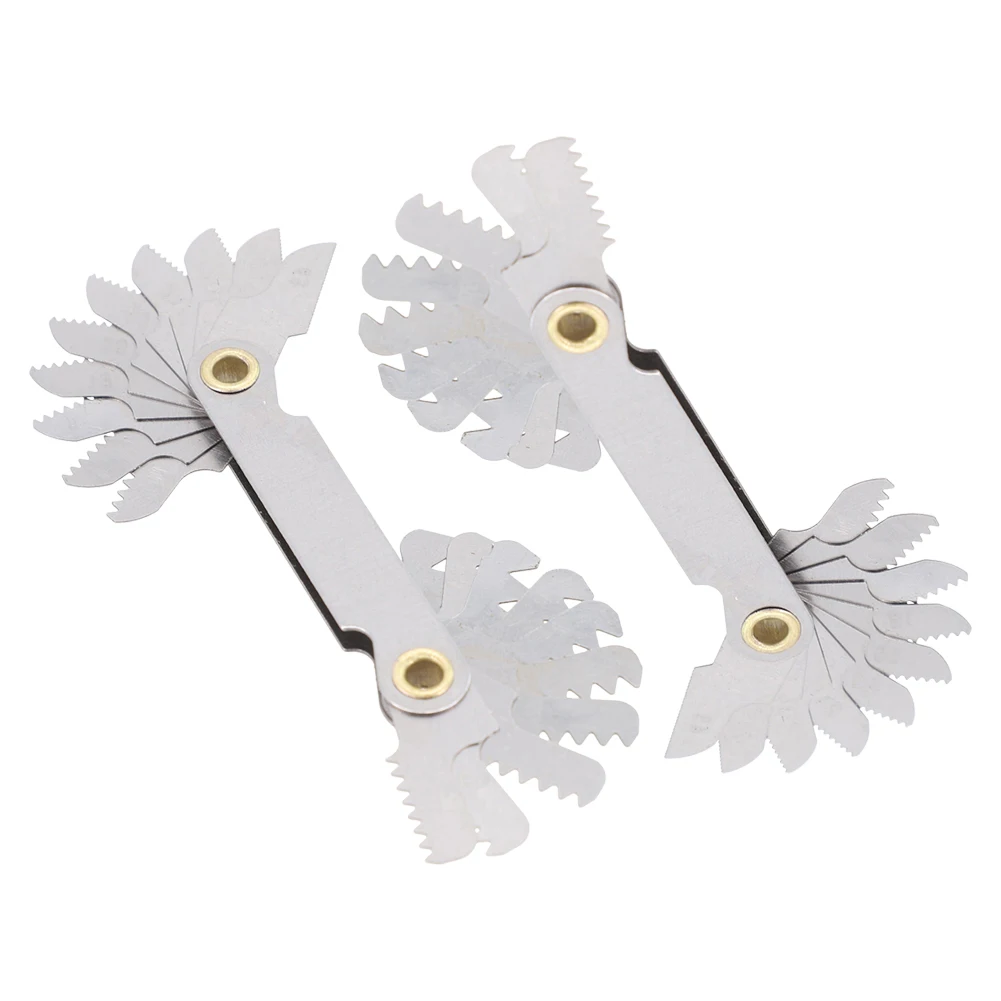 2PCS Metric Inch Thread Pitch Cutting Gauge Tool Set 55 Degree 60 Degree Gear Tooth Screw Pitch Gauges Measuring Tools