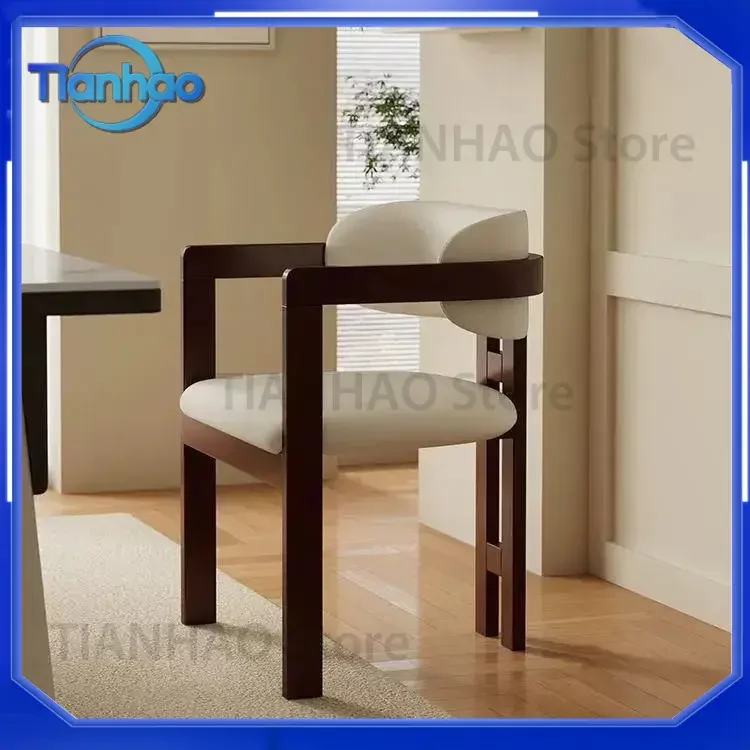 Mid-Century Solid Wood Black Dining Chair for Nordic Minimalist Tripod Legs Retro Side Chair for Home