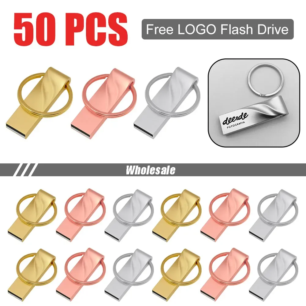 

New 50Pcs/Lot Free Logo USB Flash Pen Drives 4GB 8GB 16GB Waterproof Pendrive 64gb Memory Stick Metal U-disk Cle Usb Free Shipp