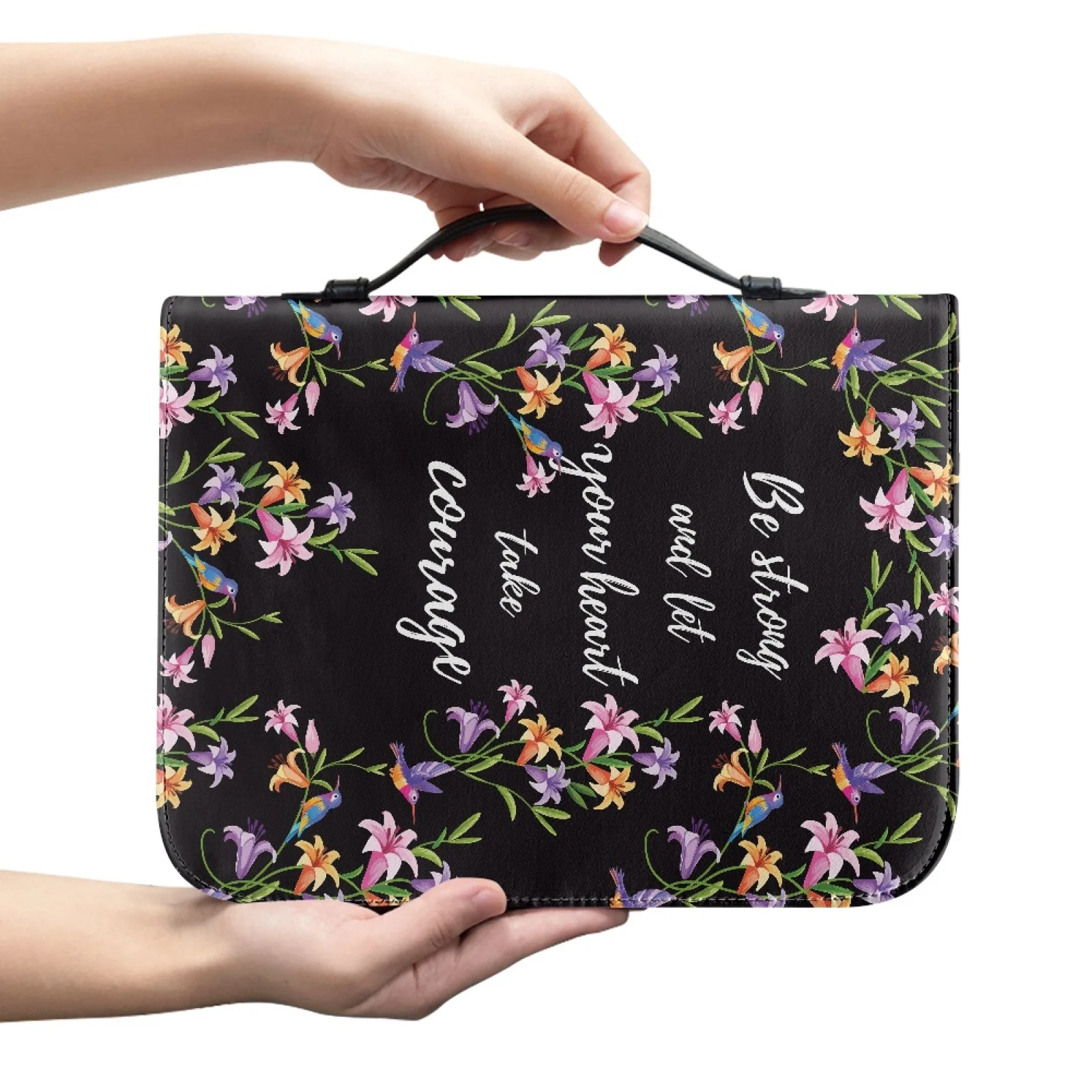XIXIRIMIDO Floral Hummingbird Bible Cover Case Handle Church Bible Bag for Study Men and Women, New Trend 2026 Collection