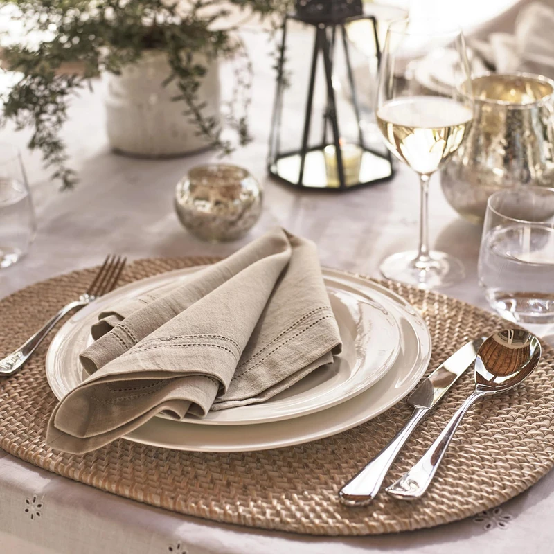 

Woven Rattan Placemats Rectangular Woven Placemats, Rattan Wicker Table Mats, Natural Seagrass Place Mats for Dining Table