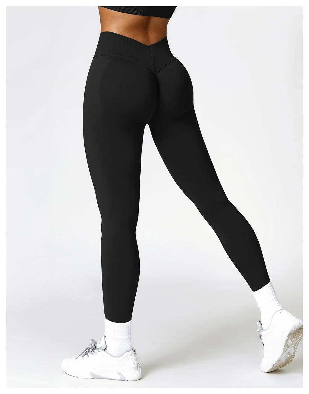 Damen-Sport-Leggings mit V-Rücken, sportlich, Fitness, Fitnessstudio, Yoga, Strumpfhosen, Scrunch-Kontrolle, Lauftraining, Workout, Leggins – Detail 14