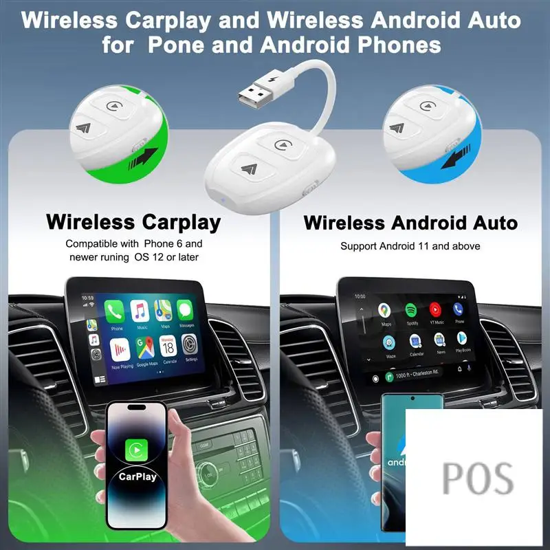 

2 шт. 2 в 1 беспроводной адаптер Carplay для Android Auto беспроводной Carplay Dongle для проводной Carplay и Android, Durable-P