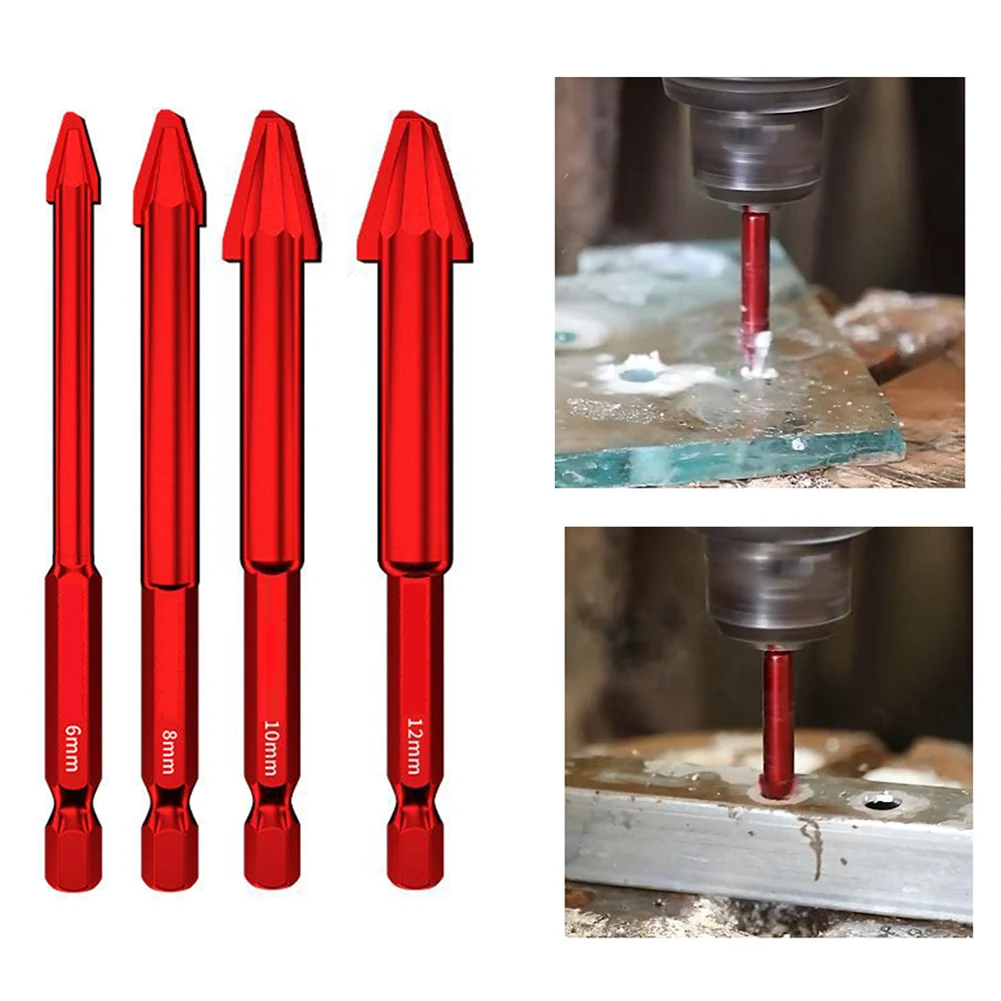 1/4PCS 편심 드릴-정밀 드릴링 6/8/10/12mm 고경도 유리 타일 펀칭 암석 슬래브 삼각형 드릴 비트 도구 부품