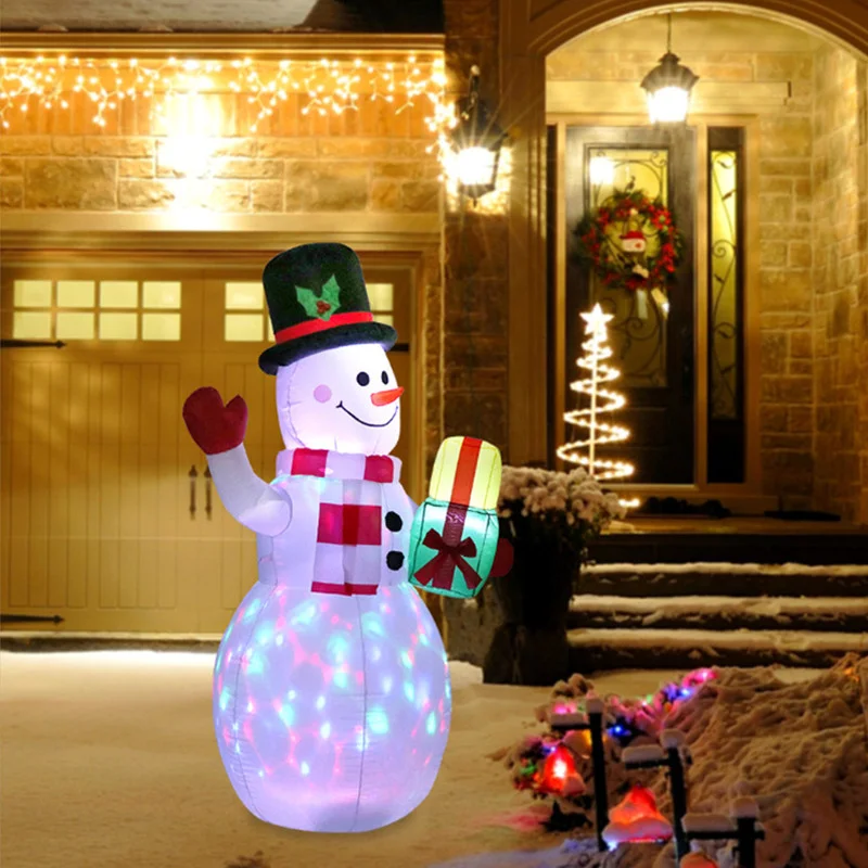 

LED Garden Christmas Lighted Inflatable Snowman Decor Lights Toy Lawn Dolls Lamps Yard Prop for Household Parties Ornaments 1.5M