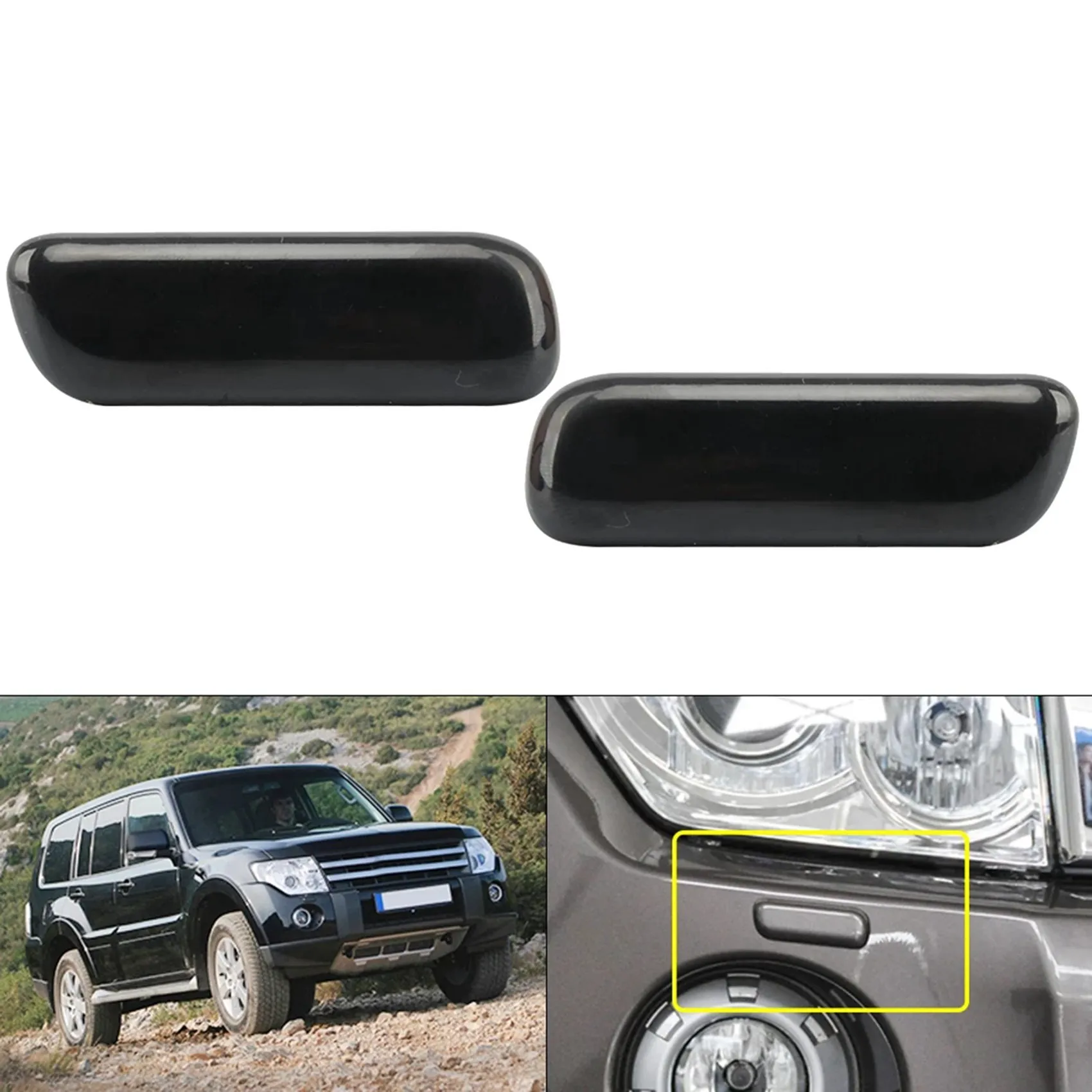 Stablize 2X Car Headlight Washer Nozzle Cover Cap For Mitsubishi Pajero V93 V97 2006 2007 2008 2009 2010-2019 8264A027 8264A028 view 3