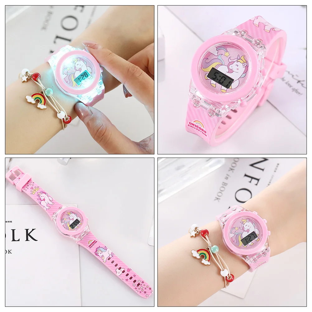 Kids Bracelets for Boys Unicorn Watch Watches Glowing Silicone Decorative Wrist Child