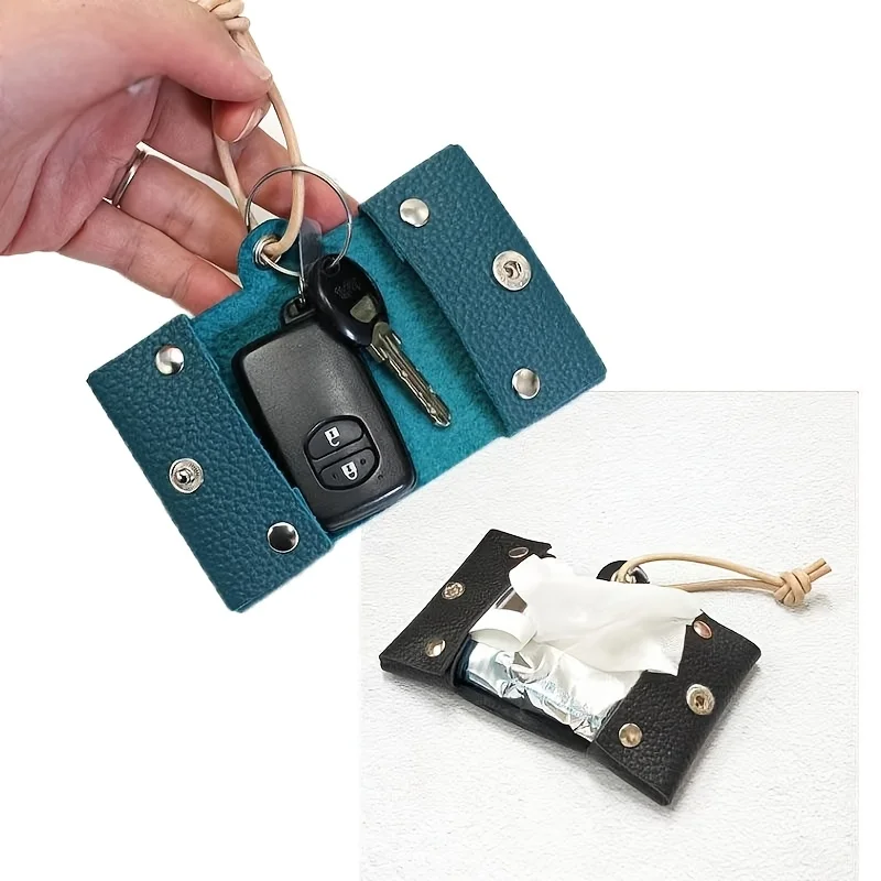 Tragbare Mini-Taschentuchhülle zum Aufhängen mit Riemen, faltbar, weich, im Taschenformat für die tägliche Reise, festliche Feier, Auto-Geldbörsen-Zubehör