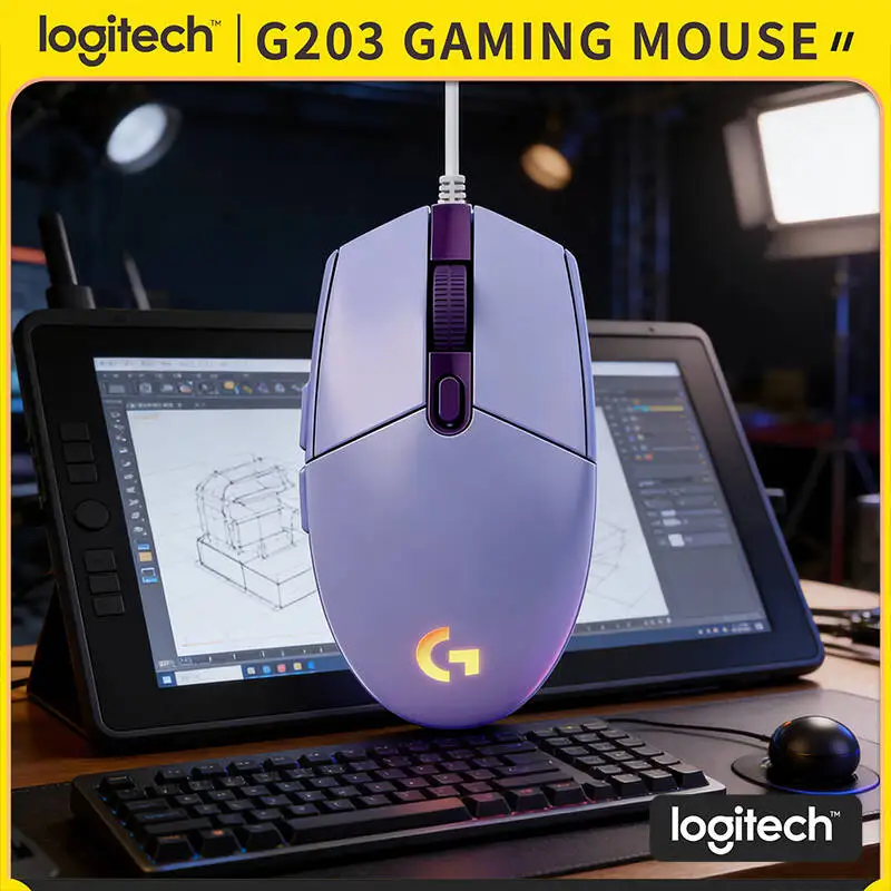 Logitech G203 Prodigy Wired Gaming Mouse 8000 DPI RGB Lighting 6 Buttons On-Board Memory 1ms Response Windows