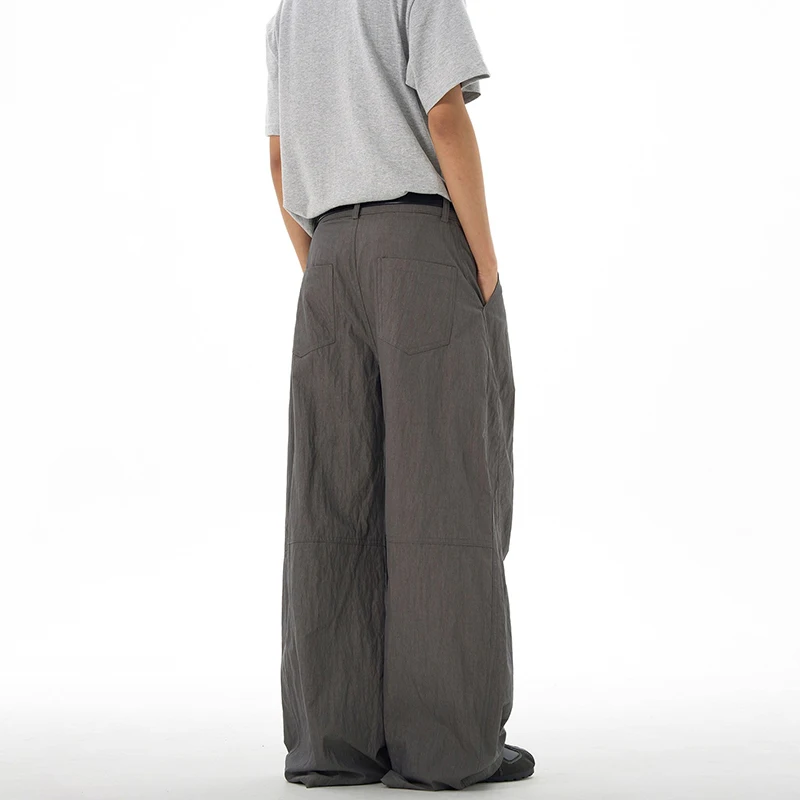 WTHT 빈티지 남성 솔리드 컬러 루즈핏 아메리칸 스타일 캐주얼 팬츠 패션 2025 여름 스트레이트 와이드 레그 트라우저 남성 2A1311