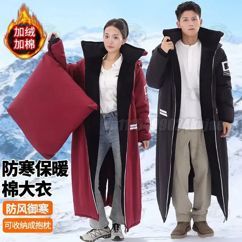 Couple Style Winter Long Motorcycle Riding Suit Waterproof Thick Fleece Lined Oversized Loose Coat for Scooter Ski Fishing