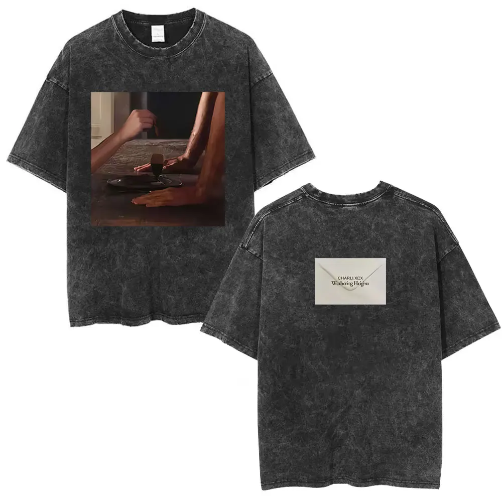 

Washed Vintage Charli Xcx Chains of Love Album Graphic T-shirt Men Women Fashion Pop Music T Shirt Man Oversized Cotton T-shirts