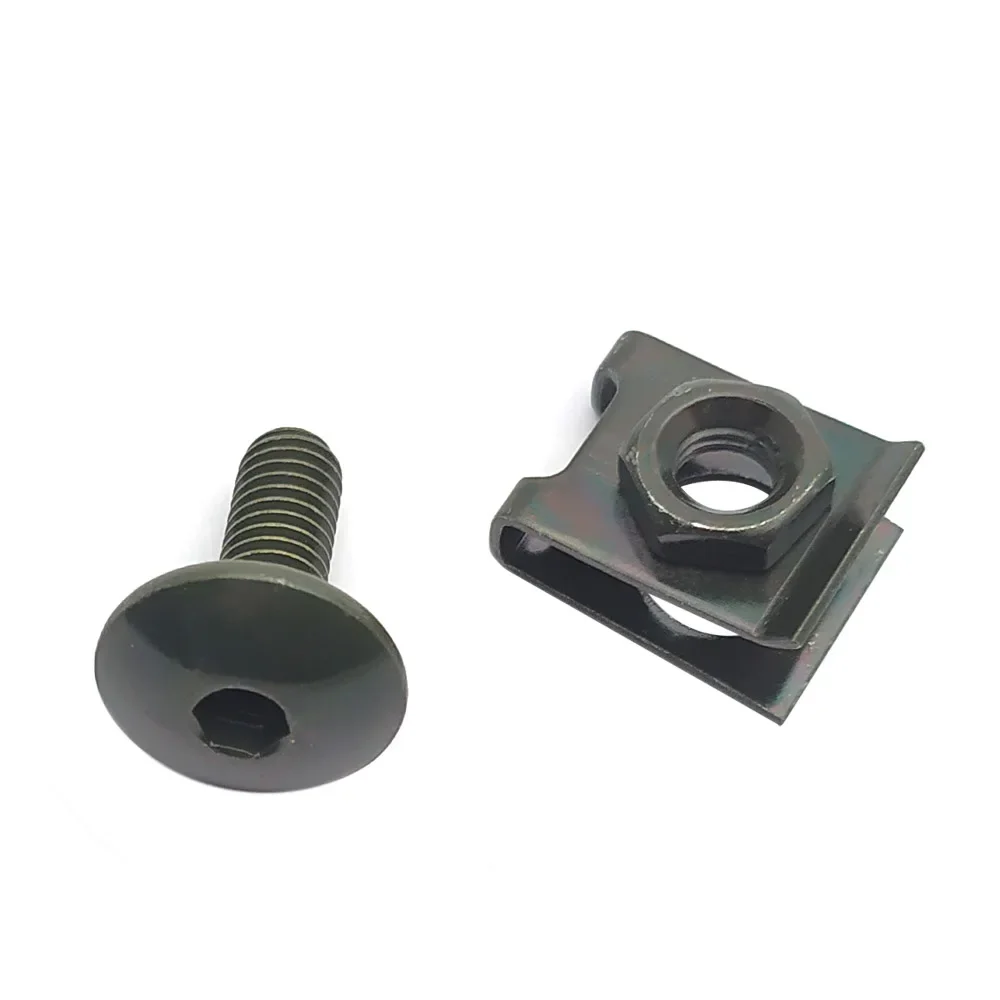 10 Set Motorcycle Scooter ATV Moped Plastic Cover Screw Bolt and U Type Clips with Nut M6 6mm M6X16