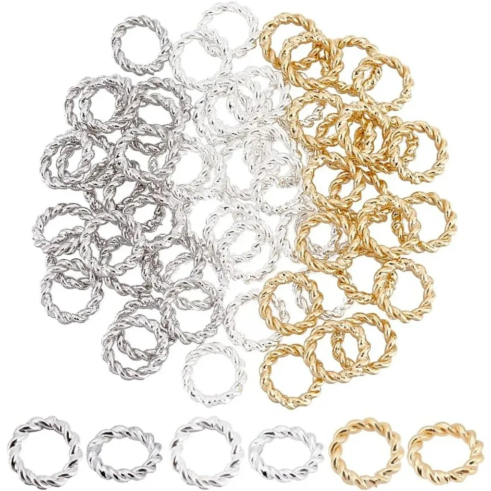 

60 шт., 24 К, кольца для прыжков, 3 цвета, 6 мм, латунные витые кольца для прыжков, 18 калибра, закрытое кольцо для прыжков, кольцо с цепью, ювелирные изделия