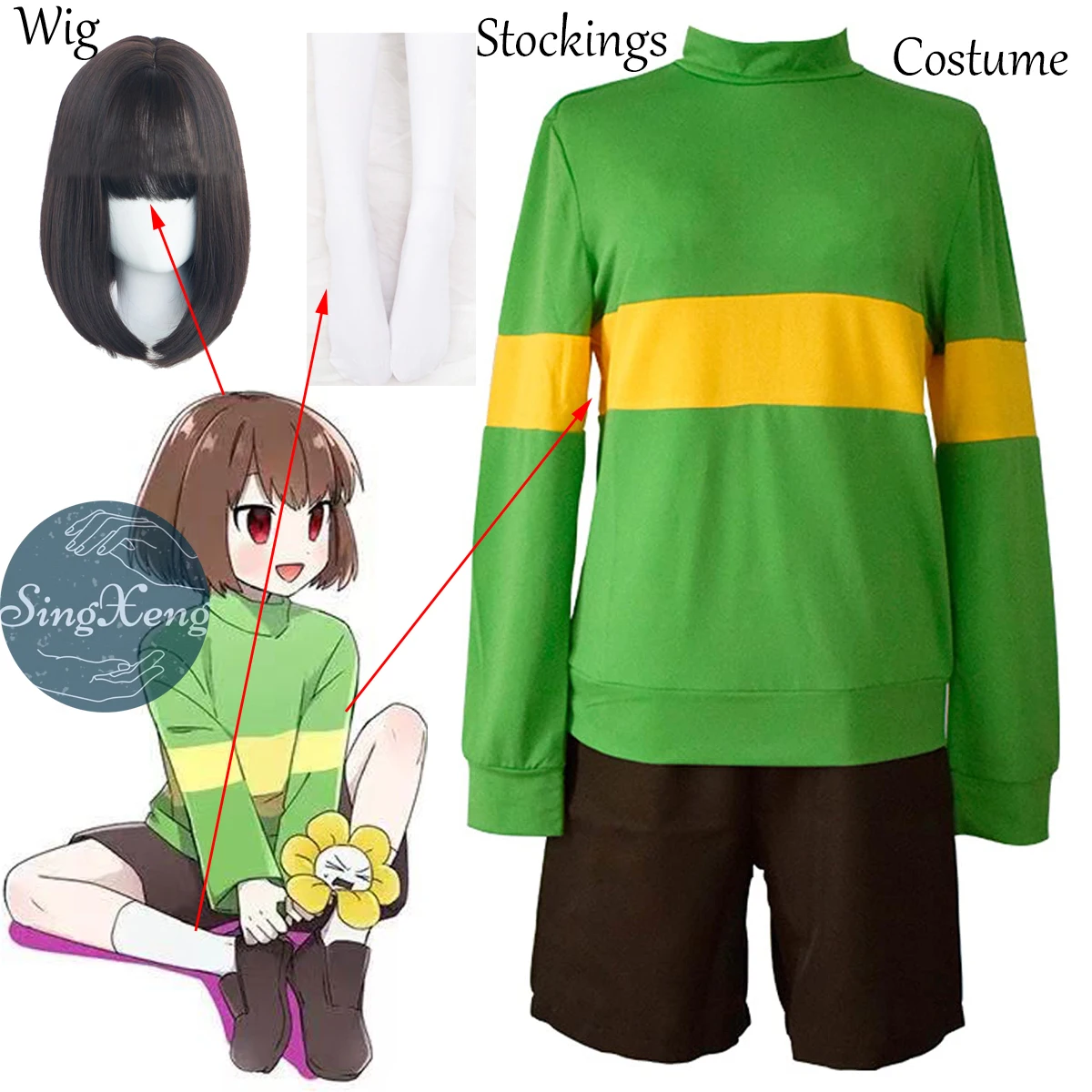 Cosplay Costume Uniforme de Undertale Game, Moletons de Frisk e Chara, Personalize roupas para o Halloween