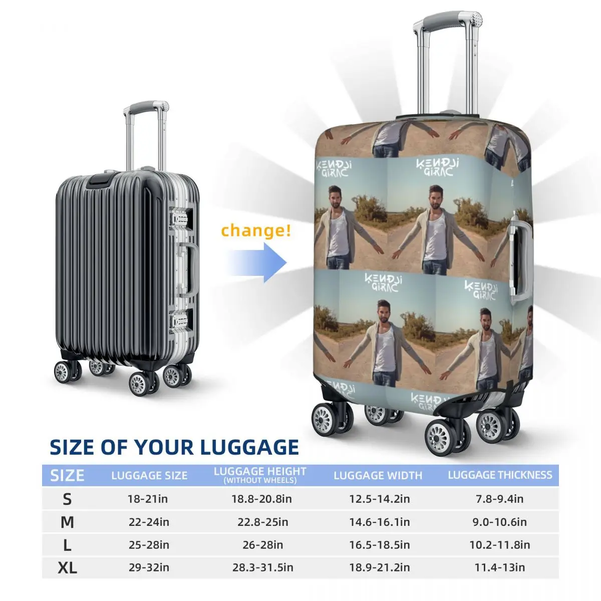 Kendji Girac Suitcase Cover Protection Elastic Travel Luggage Protector Covers for 18-32 Inch