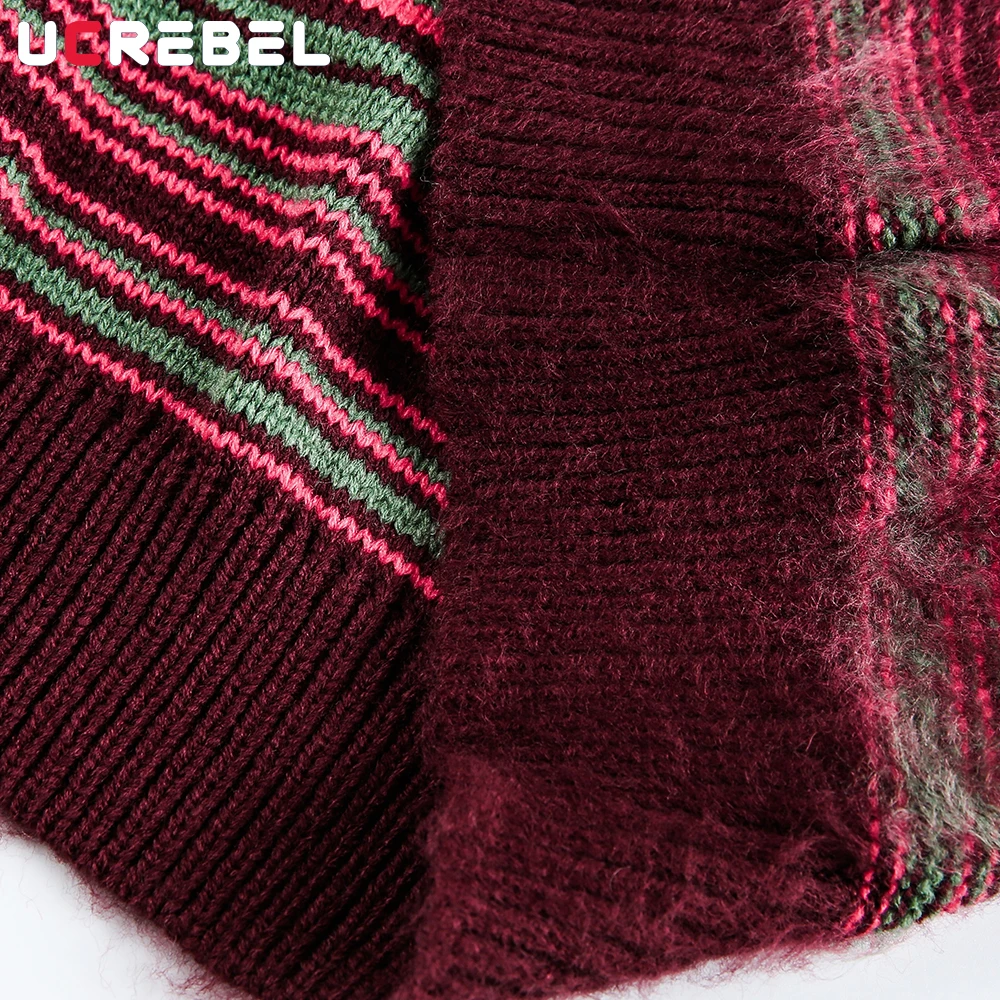 Maglione a righe con pannelli a contrasto Uomo Autunno Inverno High Street Girocollo ampio Manica lunga Pullover lavorato a maglia Uomo