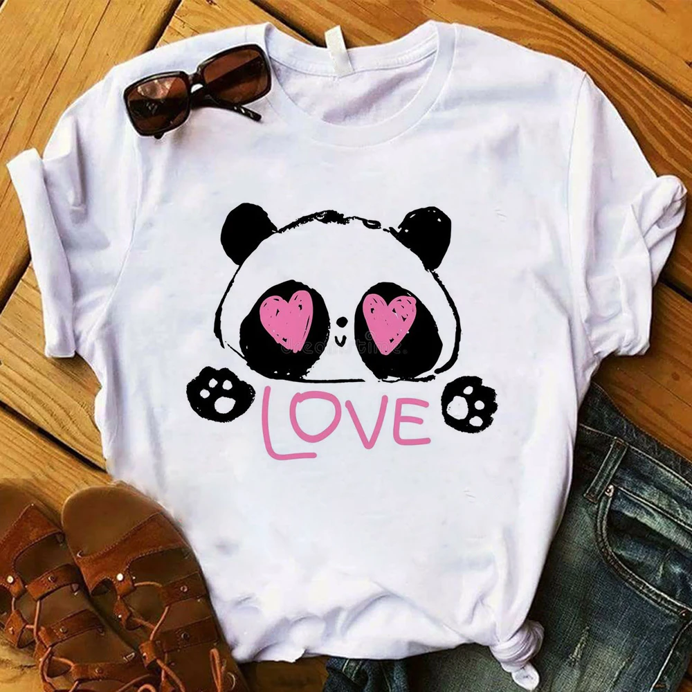 

Love Panda panda t shirt Cute Short Sleeve Cool Camiseta T Shirt Fashion Soft Tops Fashion T-Shirts Summer Women Tee Shirt