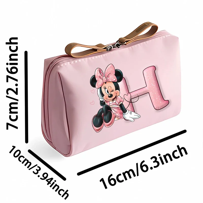 Disney Minnie Mouse Makeup Bag Girl Kawaii Anime Figures Cosmetic Bag Women Travel Large Capacity Grooming Storage Bag Toy Gift