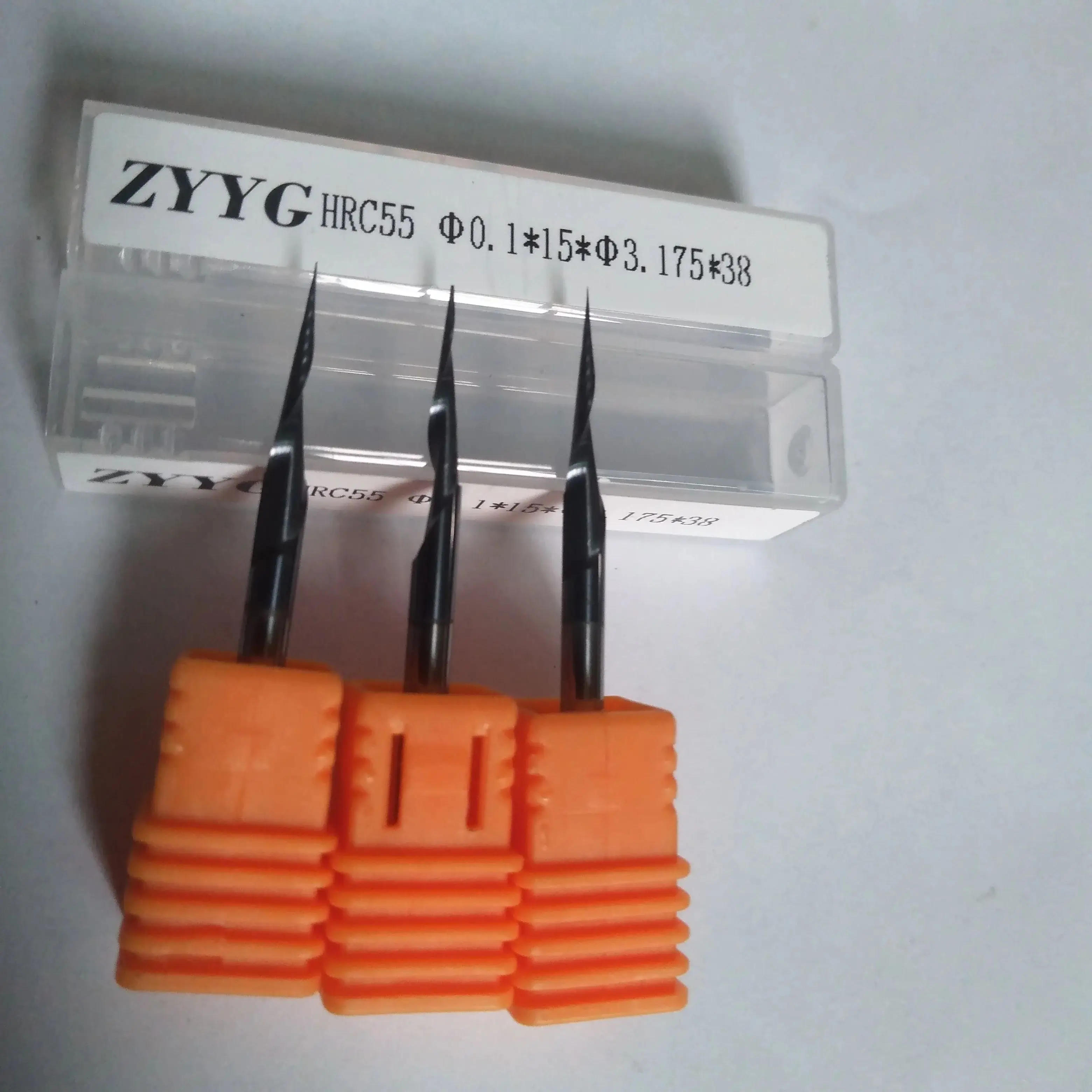 1PCS D0.1*15*D3.175*38L*HRC55*1F Tungsten Solid Carbide End Ball Nose Tapered End Mills Router Bits CNC Taper Wood Metal Milling