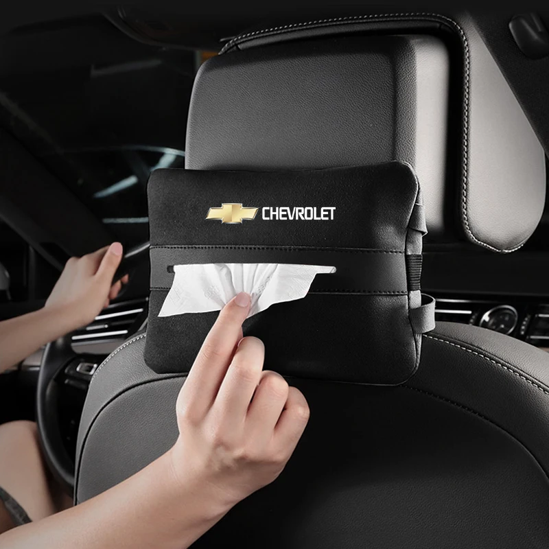 Car Flip Fur Car Seat Back Hanging Tissue Box Car Armrest Box Napkin Bag Set For Chevrolet Cruze Aveo Captiva Lacetti