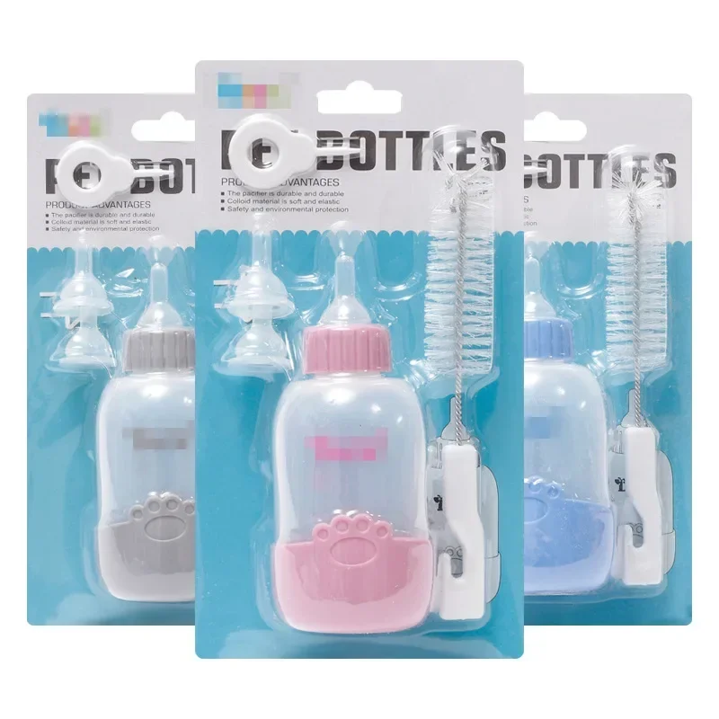 Hot Sale 100ML Puppy Kitten Feeding Granny Bottle Set Cat Baby Feeder Tool Pet Milk Bottle with Cleaning Brush Newborn Cat Dog