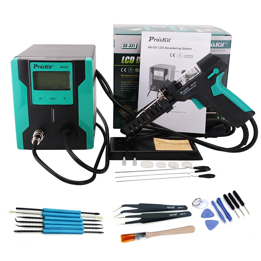 

Pro'sKit SS-331H LCD Electric Desoldering Gun Anti-Static Strong Suction Vacuum Desoldering Pump For PCB Circuit Board Repair