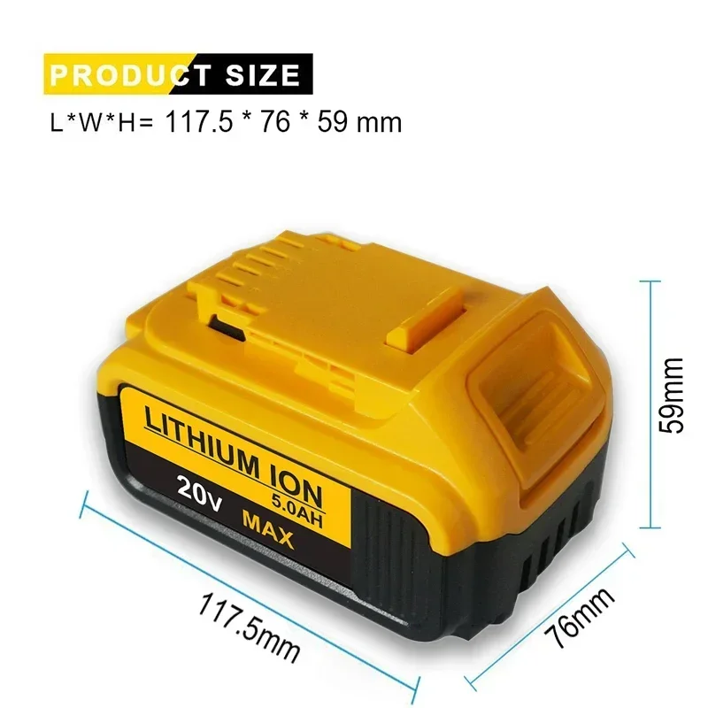 20V 4Ah 5Ah 6Ah DCB200 Replacement Li-ion Battery for DeWalt DCB205 DCB201 power Tool set 20Volt 20 v Batteries 6000mah Battery